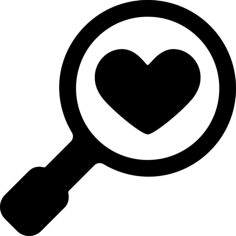 Magnifier With Heart Line Tracing Svg Vector, Free Vectors File